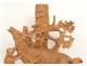 Sculpture terre cuite scène chasse cerf attaqué chiens terracotta XIXème