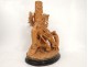 Sculpture terre cuite scène chasse cerf attaqué chiens terracotta XIXème