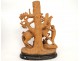 Sculpture terre cuite scène chasse cerf attaqué chiens terracotta XIXème
