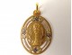 Médaille de baptême en or massif 18 carats calice hosties fleurs XXème