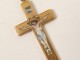 Croix pendentif or massif étranger émail Christ crucifix poinçon XXème