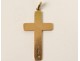 Croix pendentif or massif étranger émail Christ crucifix poinçon XXème