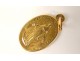 Médaille de baptême en or massif 18 carats Vierge Marie Sacré-Coeur XXème