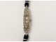 Montre bracelet platine petites roses diamants tête chiens watch XXè siècle