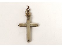 Croix reliquaire pendentif argent massif Jésus Marie reliquary XIXème
