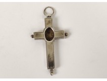 Croix reliquaire pendentif argent massif antique french reliquary XIXème