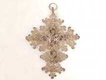 Croix reliquaire pendentif argent fils argent reliquary silver XIXè siècle