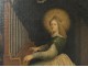 Rare HST portrait painting St. Cecilia Music Organ cherub 18th crown