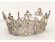 Couronne vierge statue argent massif strass fleurs lys antique crown XIXème