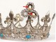 Couronne vierge statue argent massif strass fleurs lys antique crown XIXème