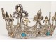 Couronne vierge statue argent massif strass fleurs lys antique crown XIXème