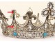 Couronne vierge statue argent massif strass fleurs lys antique crown XIXème