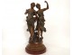 Sculpture statue deux femmes fleurs orage François Moreau XIXème siècle