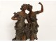 Sculpture statue deux femmes fleurs orage François Moreau XIXème siècle