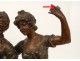 Sculpture statue deux femmes fleurs orage François Moreau XIXème siècle