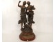 Sculpture statue deux femmes fleurs orage François Moreau XIXème siècle