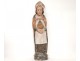 Statue polychrome wood sculpture Saint bishop&#39;s miter seventeenth century chapel
