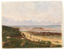 HSP tableau paysage marine bord de mer Normandie plage XIXème siècle