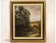 HST, Landscape river, forest and stone bridge, twentieth