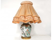 Lampe pot couvert porcelaine chinoise famille verte oiseau bronze Chine 18è