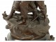 Great pendulum sculpture Hippolyte Moreau fishing boat marble peasant 19th