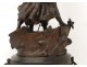 Great pendulum sculpture Hippolyte Moreau fishing boat marble peasant 19th