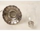 Photophore bronze argenté cornet cristal gravé Baccarat France XXè siècle