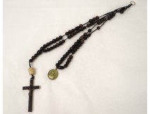 Chapelet rosaire Christ croix crucifix bois ébène Saint-Vincent Paul XIXème