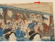 Estampe japonaise Kuniyoshi personnages femmes geisha cavaliers XIXè siècle