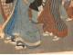 Estampe japonaise Kuniyoshi personnages femmes geisha cavaliers XIXè siècle