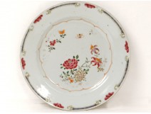 Porcelain dish Compagnie des Indes flowers insects famille rose XVIIIth