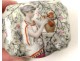 Petite boîte à pilules porcelaine femme vase fleurs Art Nouveau XIXè siècle