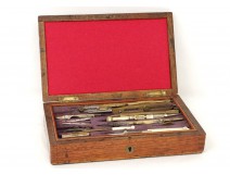 Compass box walnut gilt brass box measure Napoleon III nineteenth century