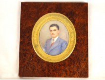 Painted miniature of a man by Theresa Gaudrion elegant, 20th