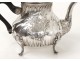 Verseuse théière Louis XV argent massif Minerve monogramme rocaille XIXème