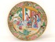 Assiette porcelaine Canton femmes enfants jardin pagode oiseaux Chine XIXè