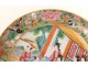 Assiette porcelaine Canton femmes enfants jardin pagode oiseaux Chine XIXè