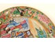 Assiette porcelaine Canton femmes enfants jardin pagode oiseaux Chine XIXè