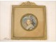 Miniature painted, Femme au Chapeau, gilt frame, 19th