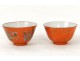 Paire bols porcelaine chinoise fleurs noeuds signes chinois Chine XIXème
