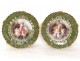 Paire assiettes porcelaine Limoges femmes antiques baigneuse fleur déco 19è