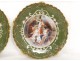 Paire assiettes porcelaine Limoges femmes antiques baigneuse fleur déco 19è