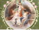 Paire assiettes porcelaine Limoges femmes antiques baigneuse fleur déco 19è