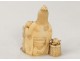 Okimono carved ivory statuette old woman toads fruit nineteenth Japan