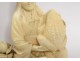 Okimono carved ivory statuette old woman toads fruit nineteenth Japan