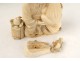 Okimono carved ivory statuette old woman toads fruit nineteenth Japan