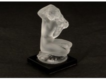 Statuette presse-papier cristal femme nue Floréal Lalique France glass XXè