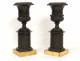 Paire cassolettes vases Médicis bronze fleurs Restauration XIXème siècle