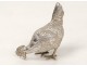 Sujet animalier poule basse-cour argent massif anglais sterling silver XXè