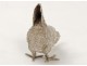 Sujet animalier poule basse-cour argent massif anglais sterling silver XXè